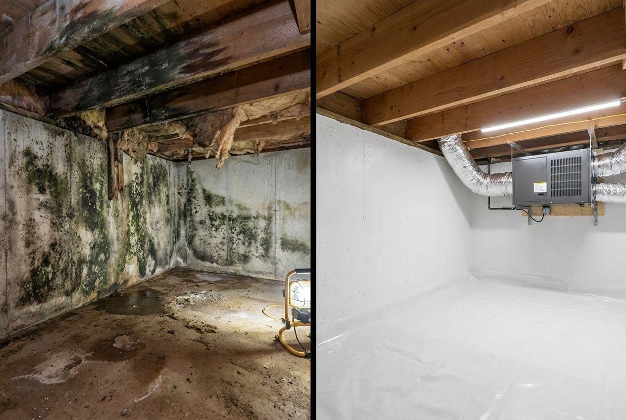 Mold Removal & Remediation restoration โ crawl space of multi-family property in Allendale, NJ