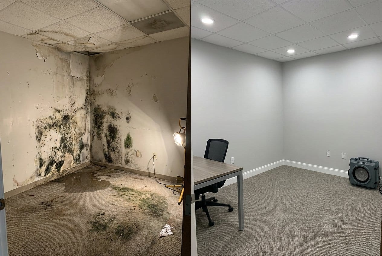 Allendale Mold Removal commercial office space restoration before and after in Allendale
